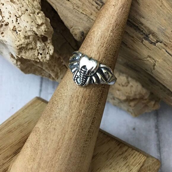 Sterling Silver Elephant Head Toe Ring Midi Ring Pinky Ring Boho Ring - Picture 5 of 5